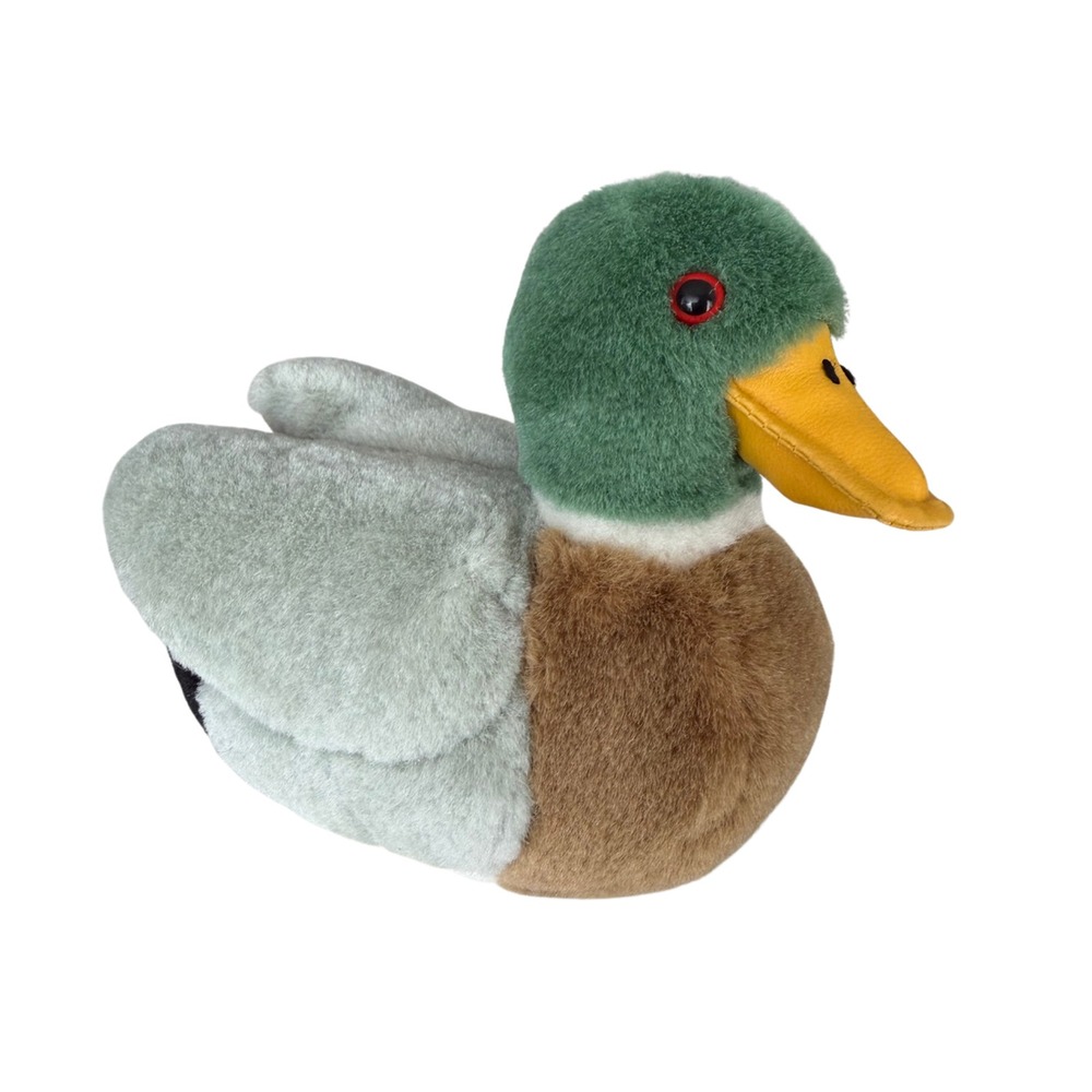 Quacking Mallard Duck Plush Stuffed Squeeze Animal Bird Green Brown Hunting - Picture 1 of 7